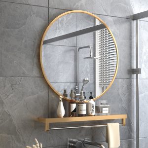 Wall-Mounted Bathroom Mirror with Towel Storage Rack