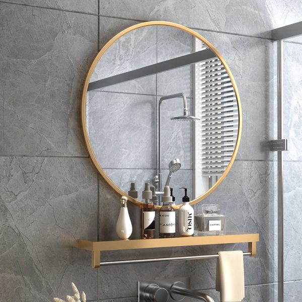 Wall-Mounted Bathroom Mirror with Towel Storage Rack