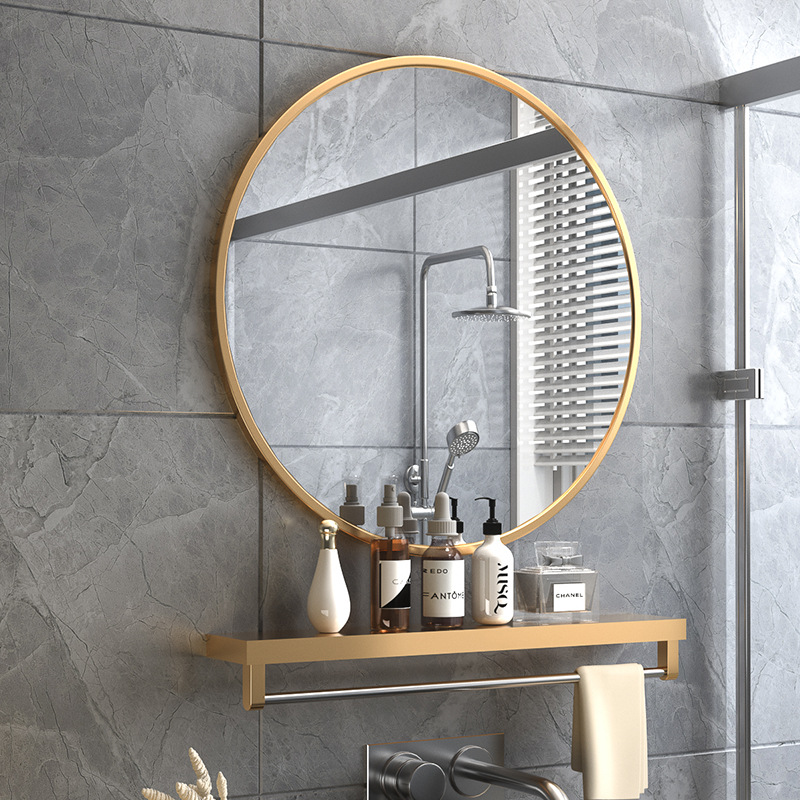 Wall-Mounted Bathroom Mirror with Towel Storage Rack