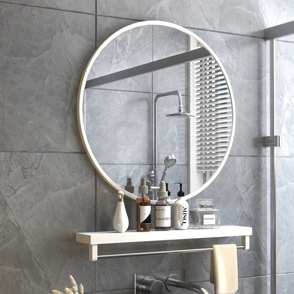 Wall-Mounted Bathroom Mirror with Towel Storage Rack - Image 2